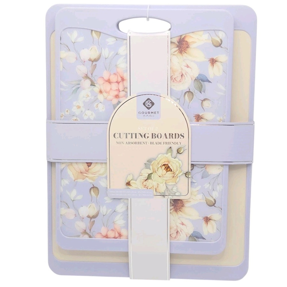 Gourmet Kitchen BPA Free Reversible Cutting Board‎ Set of 2 Non Absorbent NEW